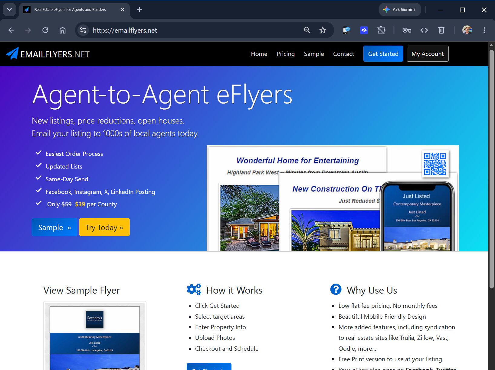 Email Flyers website