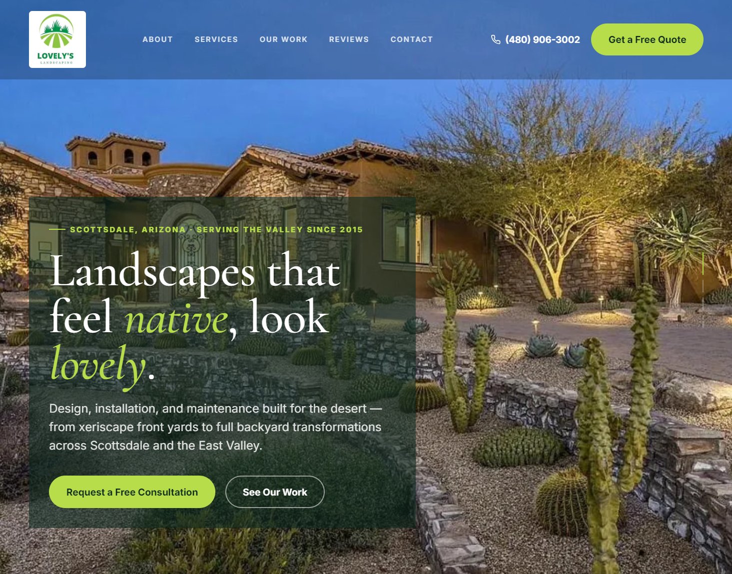 Lovely's Landscaping website